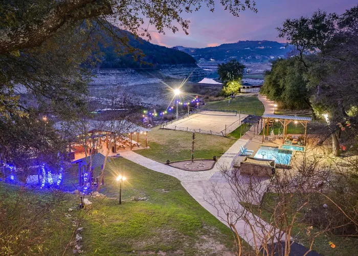 Camp Sandy property at twilight